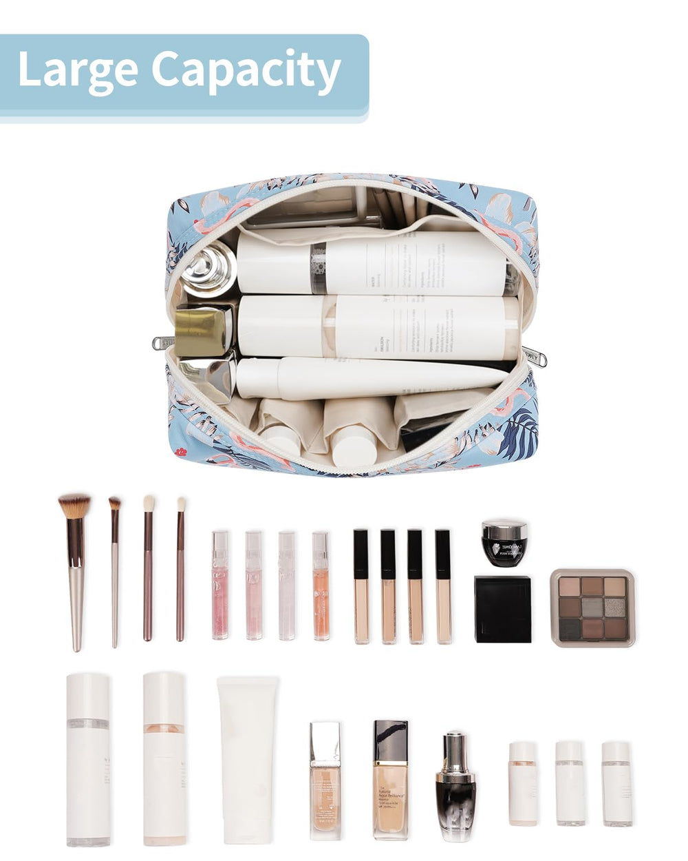 Narwey poches internes pour maquillage, organisation efficace lors de déplacements.
