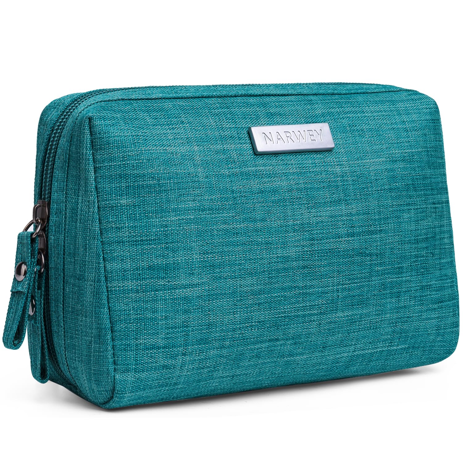 Pochette Narwey en teal, vue frontale compacte prête à se glisser dans le sac.