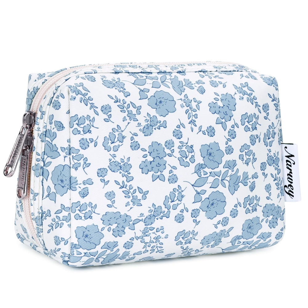 Pochette Narwey florale bleu clair, petit format pour le sac.