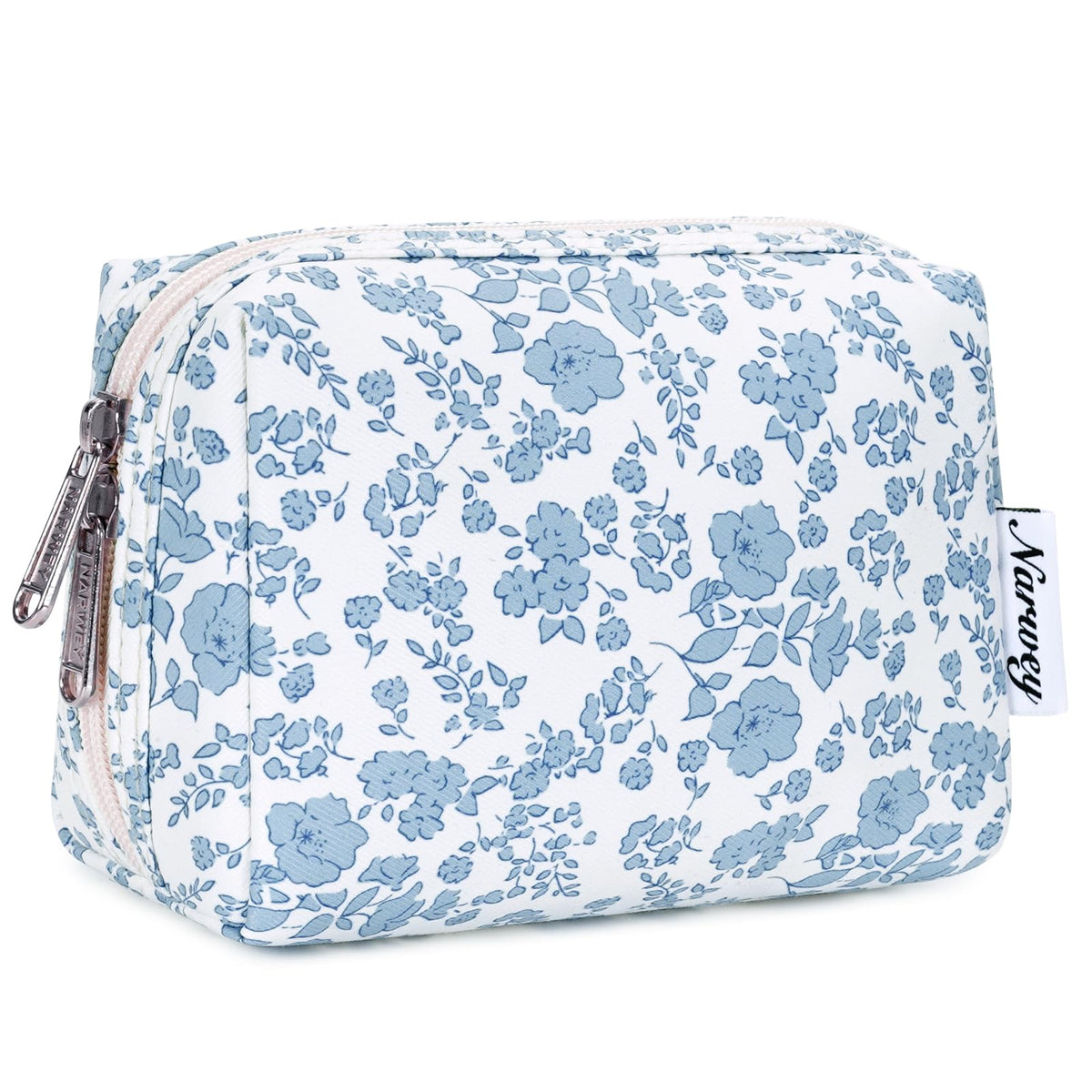 Pochette Narwey florale bleu clair, petit format pour le sac.