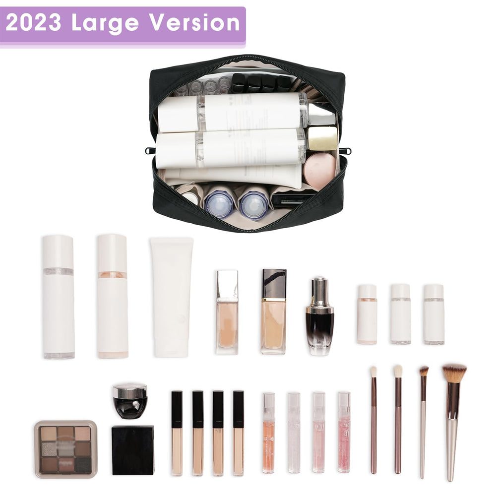 Narwey sac cosmétiques voyage noir : aménagement intérieur avec poches pratiques.