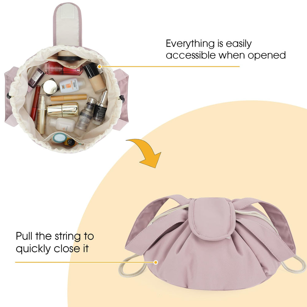 Narwey Baril Maquillage Rose Poussière avec deux poignées pour transport.