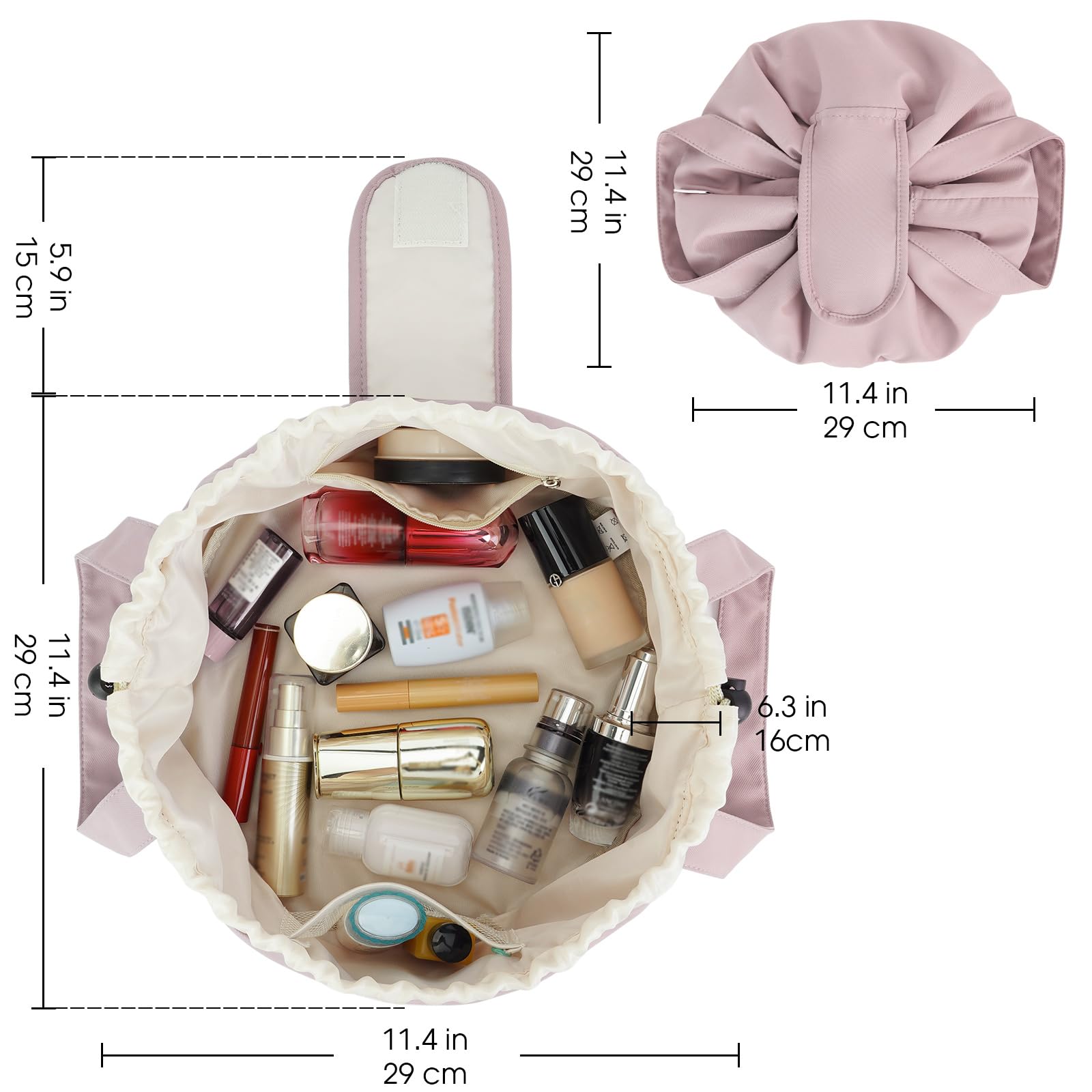 Narwey Baril Maquillage Rose Poussière, tissu résistant à l’eau et doublure rembourrée.