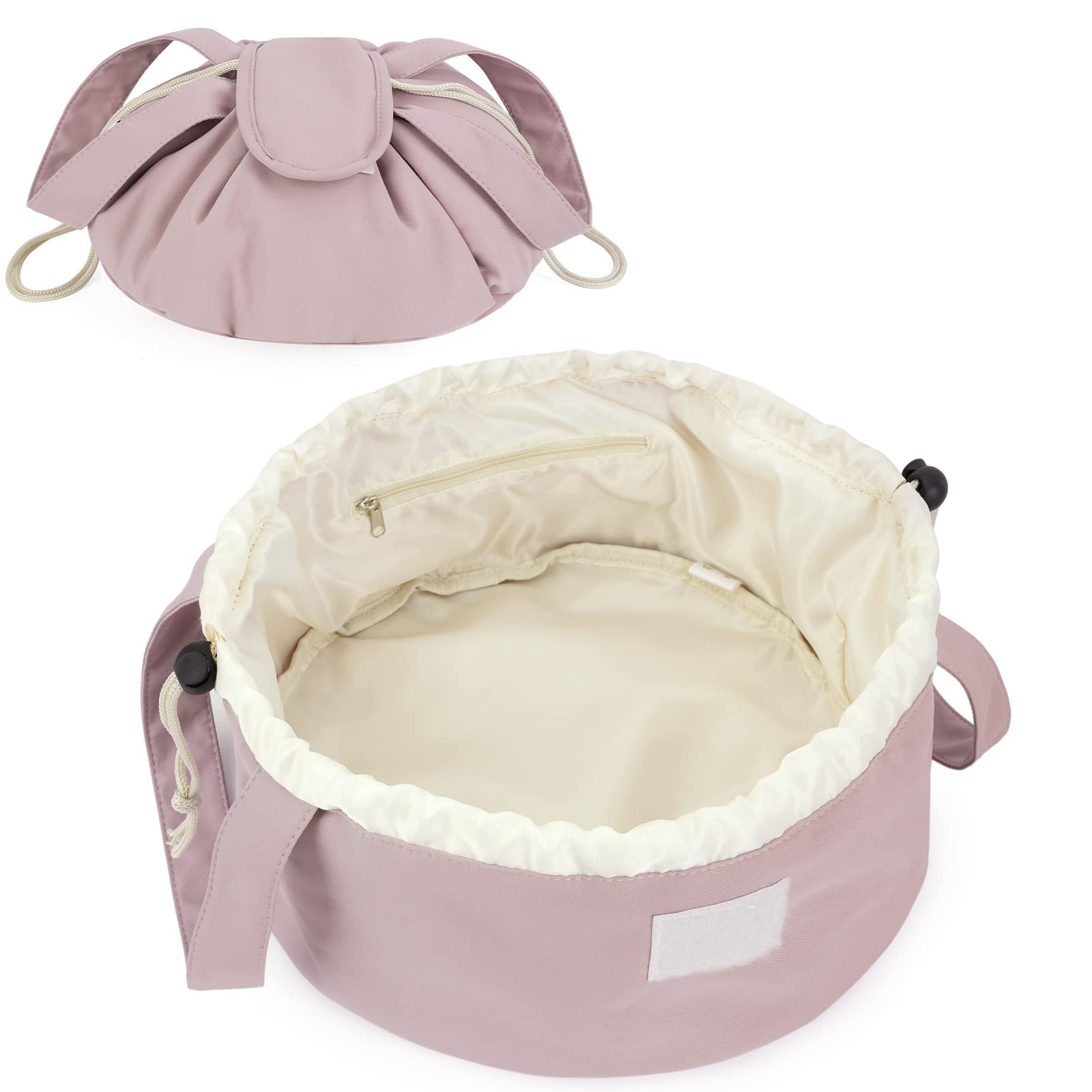 Narwey Baril Maquillage Rose Poussière, fermeture velcro facilitant le voyage.