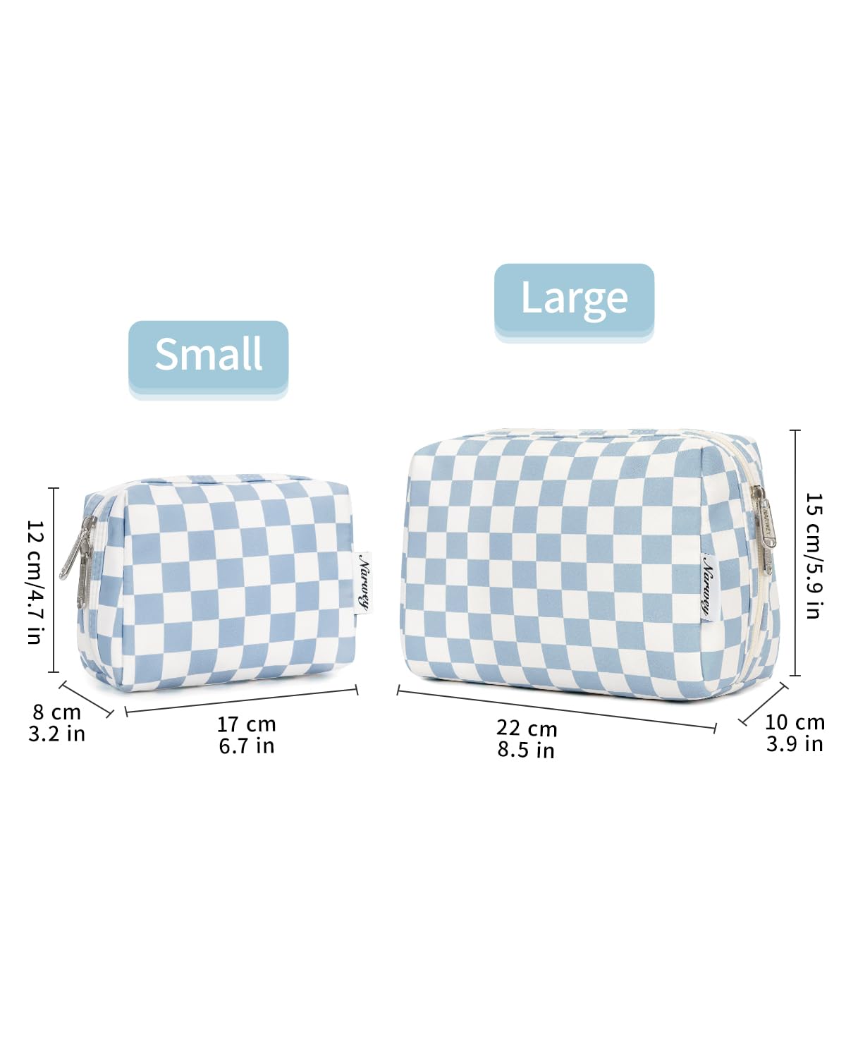 Narwey sac maquillage carreaux bleu ciel idee cadeau pratique