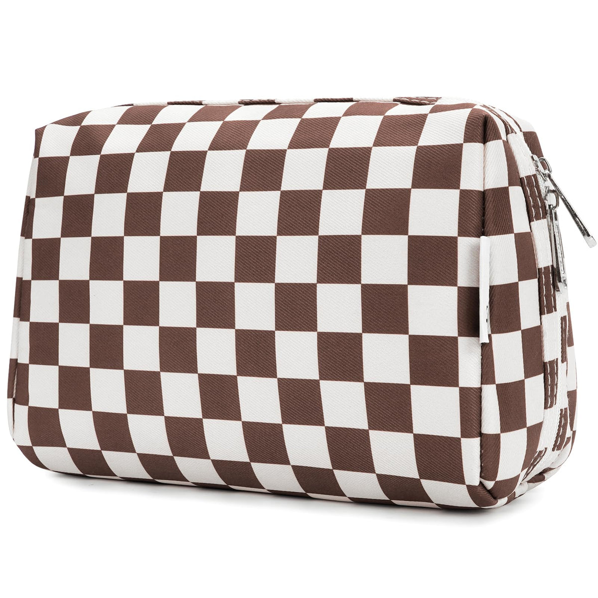 Narwey sac maquillage damier sombre grand, rangement pratique lors de voyages