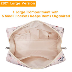 Organisateur Narwey maquillage beige flamant, accès rapide lors des déplacements.