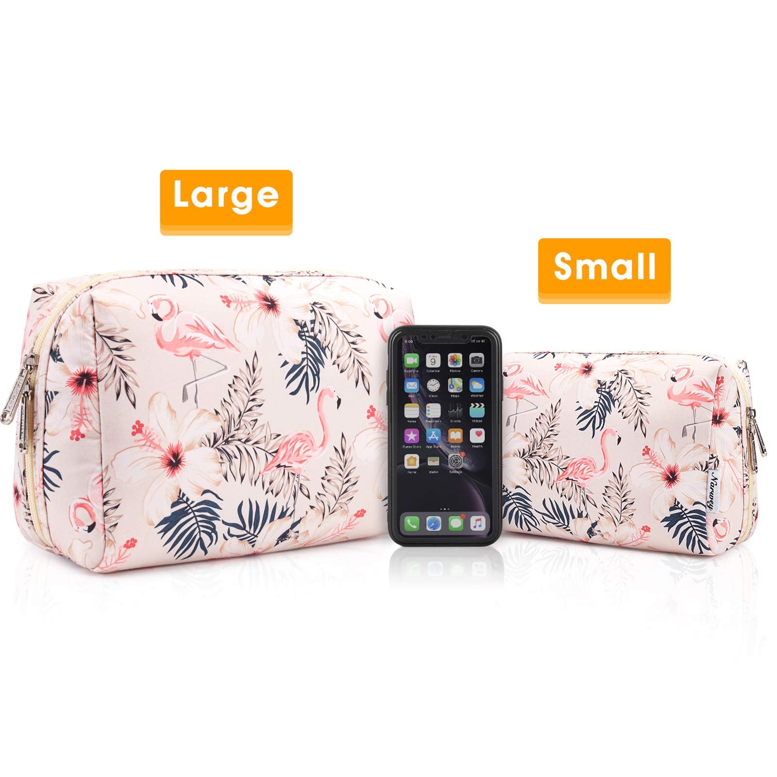 Design durable Narwey beige flamant, pratique comme trousse de toilette de voyage.