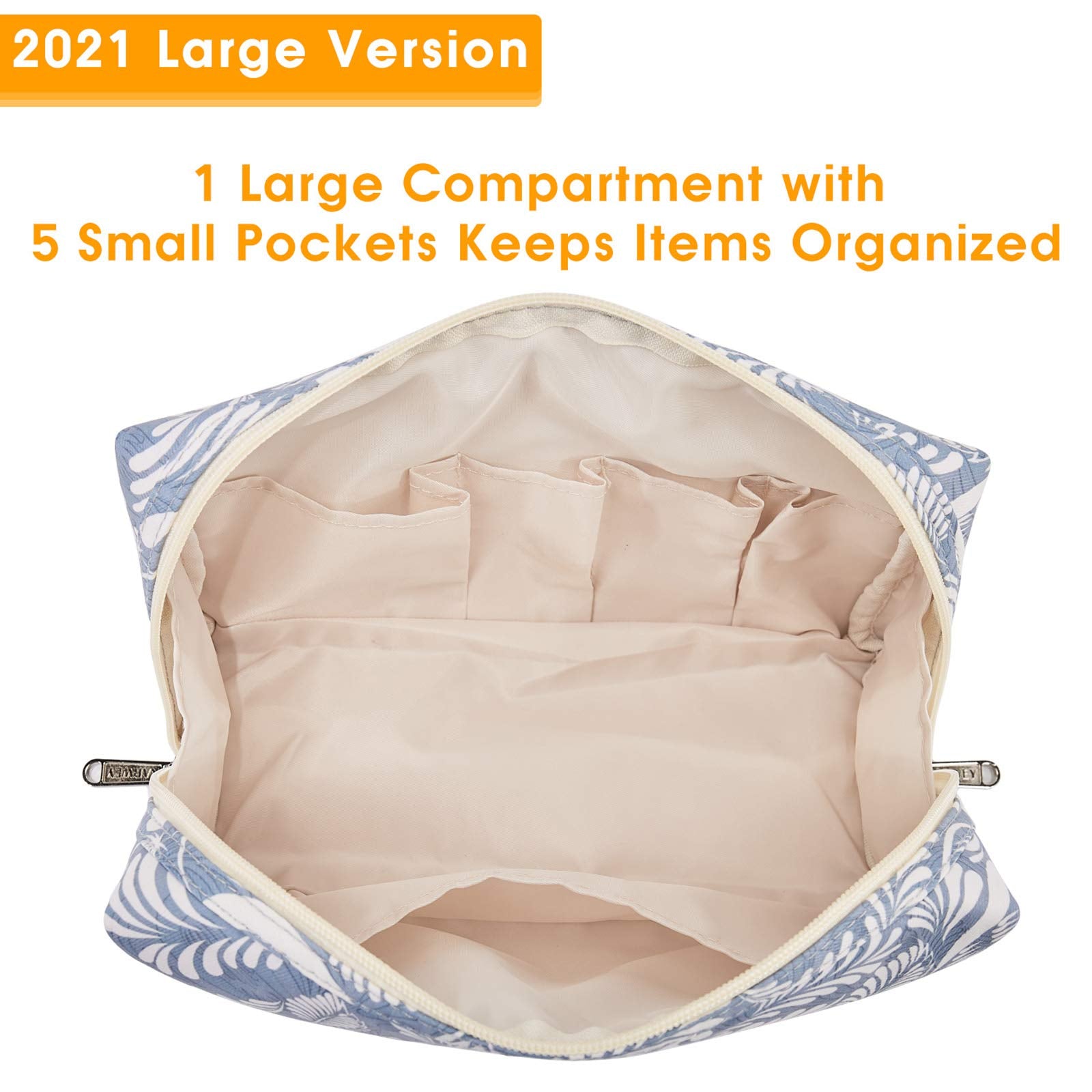 Narwey grand-format sac-maquillage, parfait pour voyager avec une trousse complète.