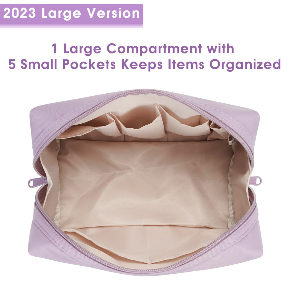 Narwey sac-maquillage grand violet avec compartiments práticos et rangement.
