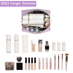 Narwey sac-maquillage grand violet intérieur organisé pour glamour et soins.
