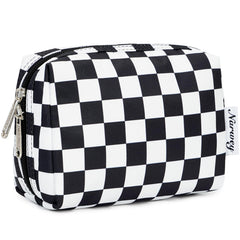 Narwey sac-maquillage petit-carreaux-noirs, vue d'ensemble pratique pour le sac à main.