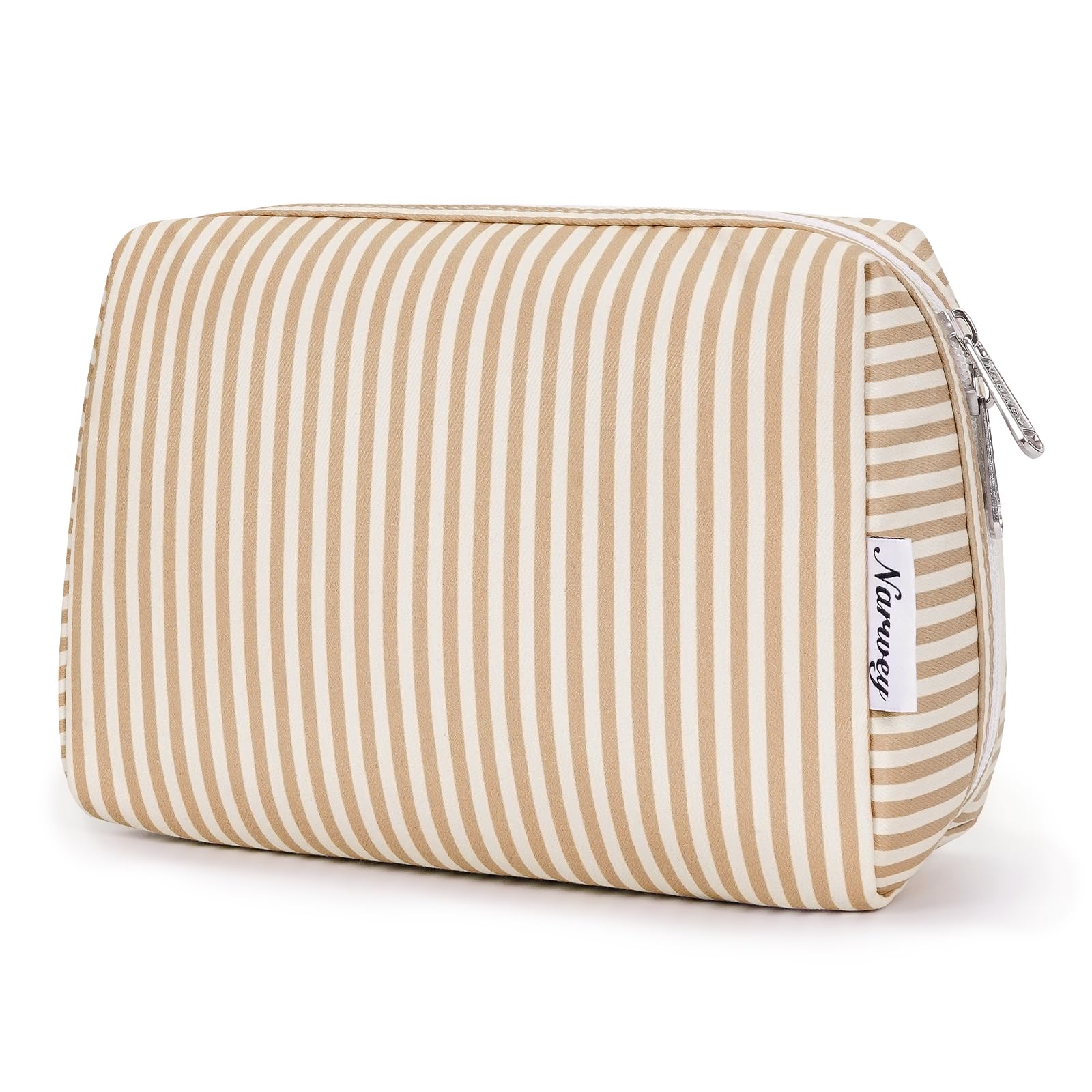 Narwey sac maquillage rayee grand vue ensemble offre un rangement pratique pour tout le maquillage