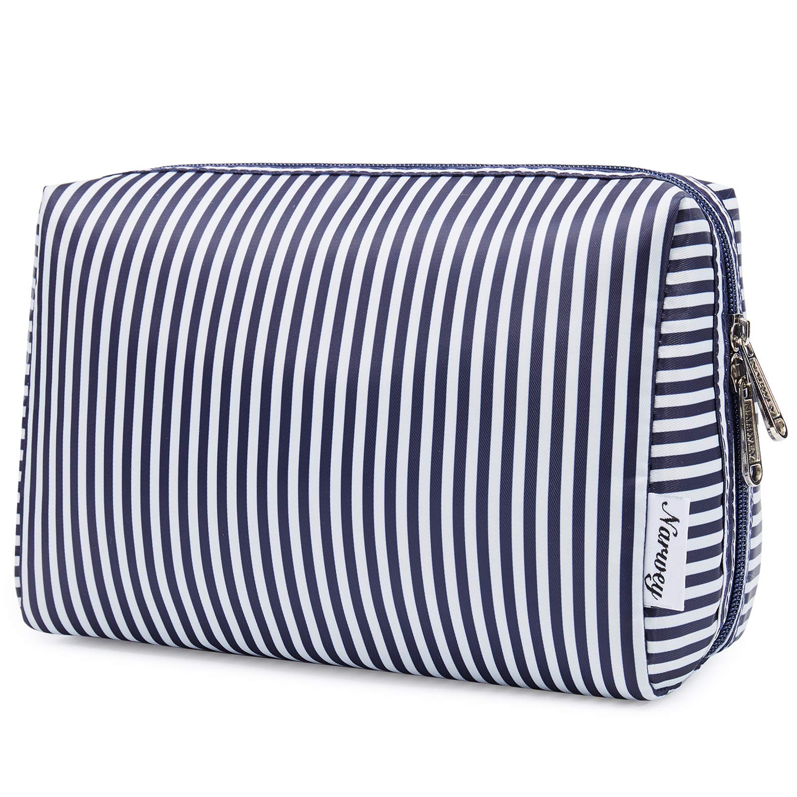 Narwey sac maquillage voyage bleu rayé, organisation élégante pour vos indispensables.
