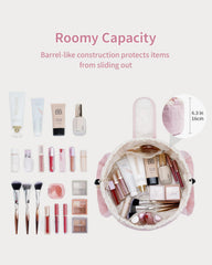 Narwey sac de toilette baril rembourré rose, organisation efficace lors des déplacements