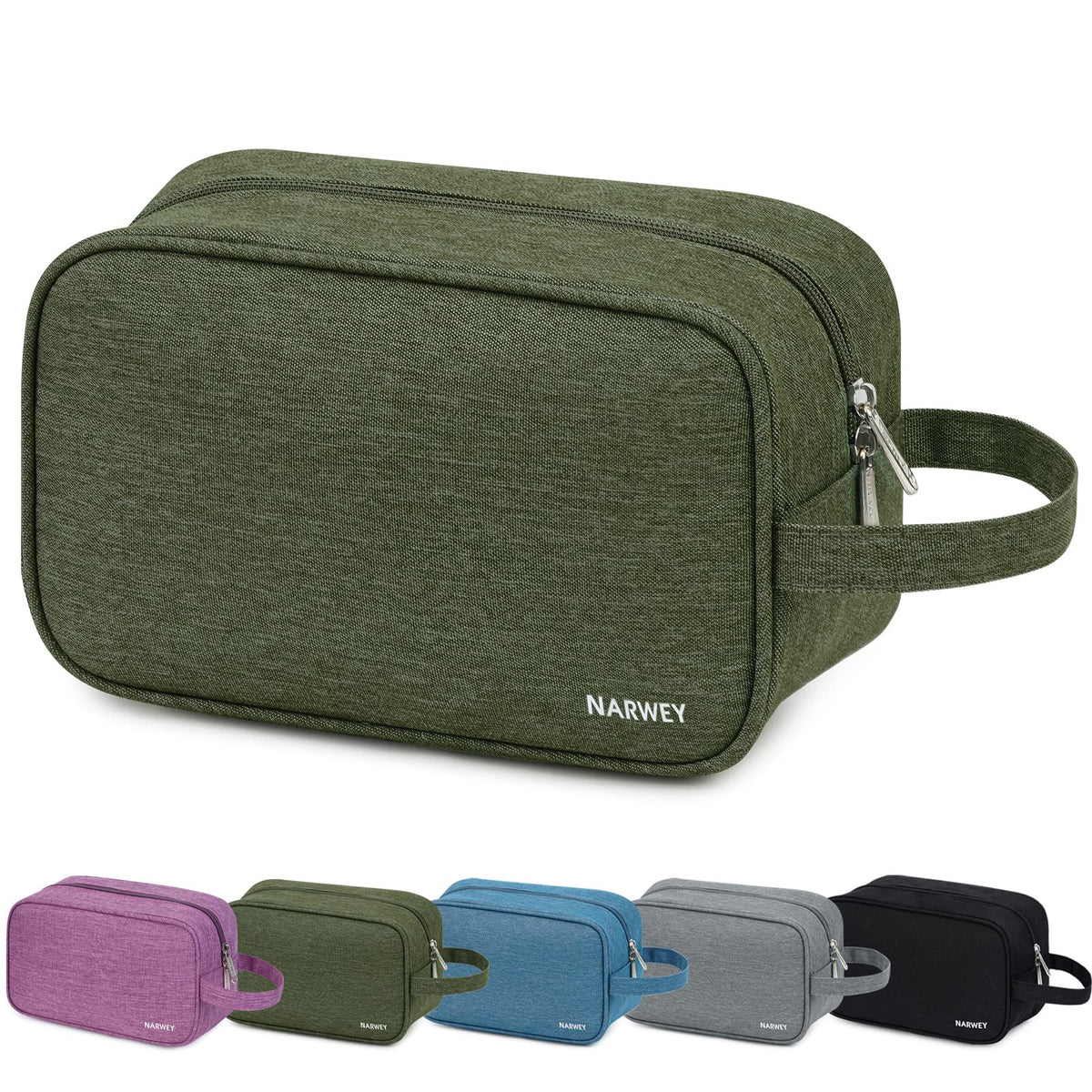 Narwey sac de toilette voyage vert militaire avec ouverture large pour un accès rapide