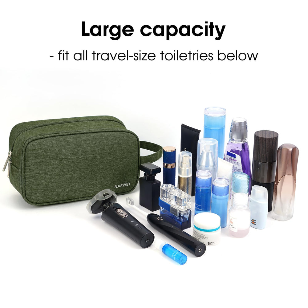 Narwey sac de toilette vert militaire, poignée latérale robuste pour transport facilité