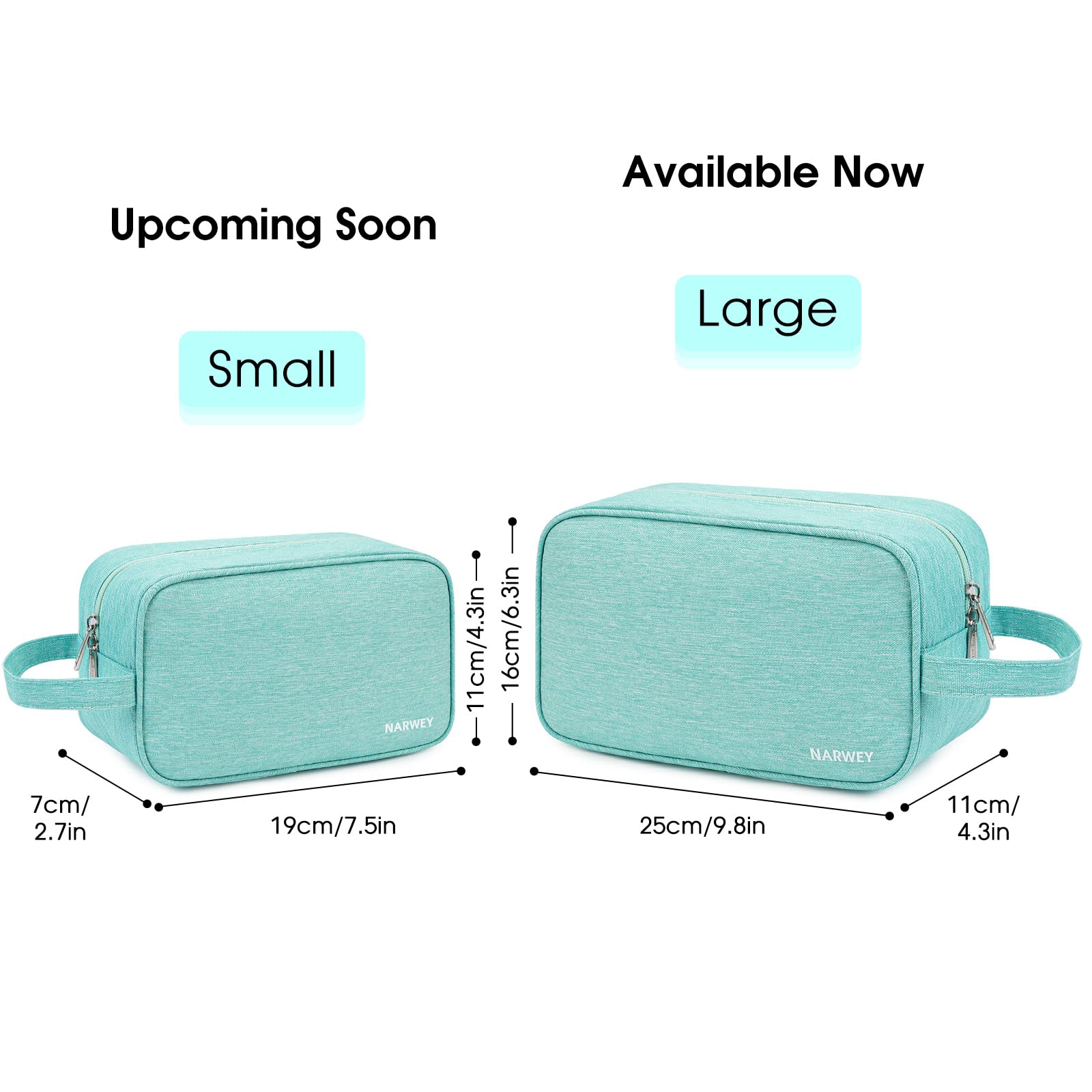 Narwey sac de toilette voyage vert menthe, rangements intérieurs pour organiser les essentiels