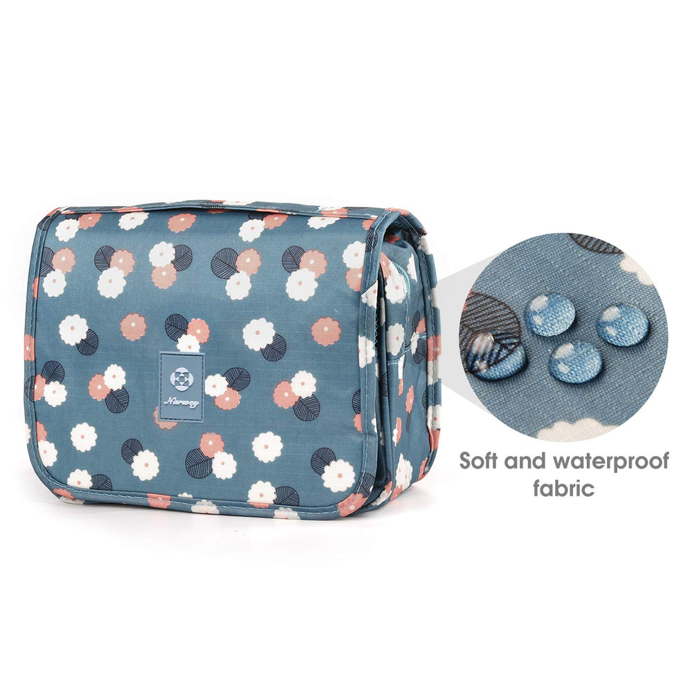 Tissu imperméable doux Narwey bleu fleuri protège des éclaboussures.