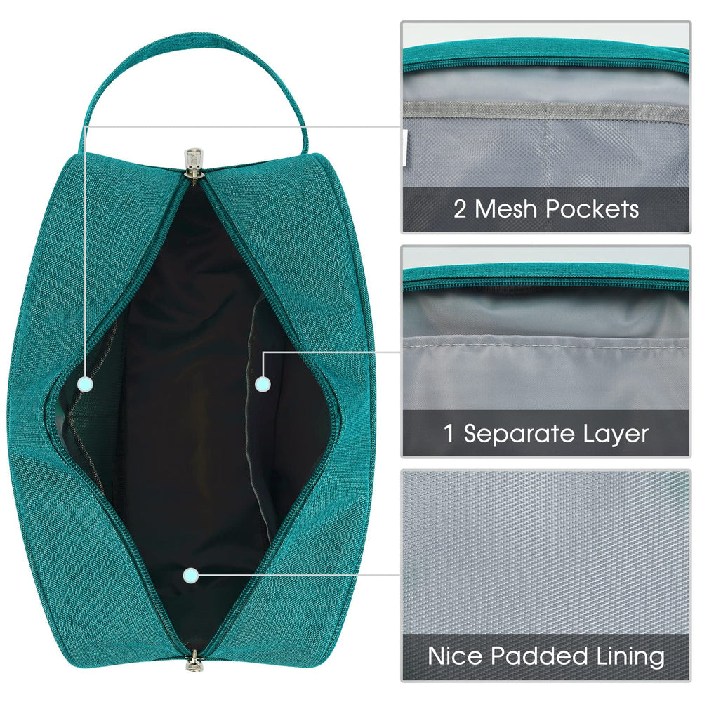 Narwey trousse de toilette voyage turquoise, fermetures solides qui ferment en douceur.