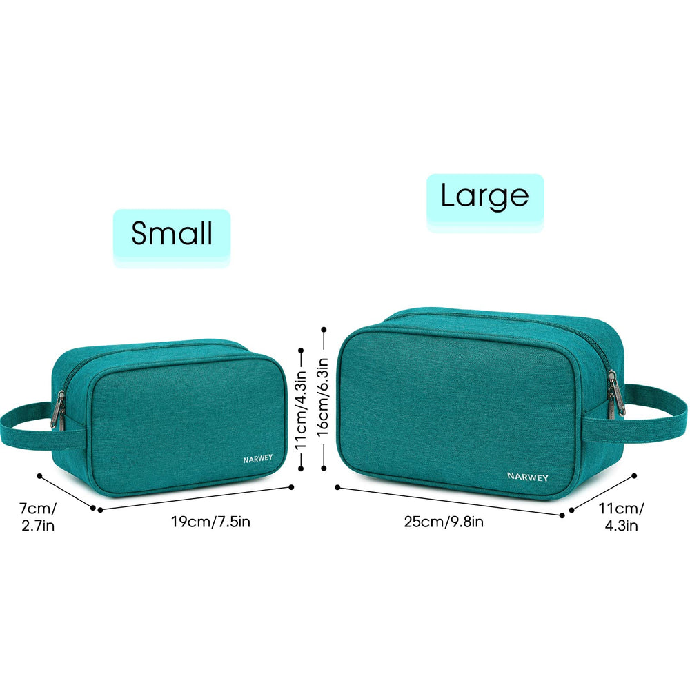 Narwey trousse de toilette voyage turquoise, poignée latérale pratique pour le transport.