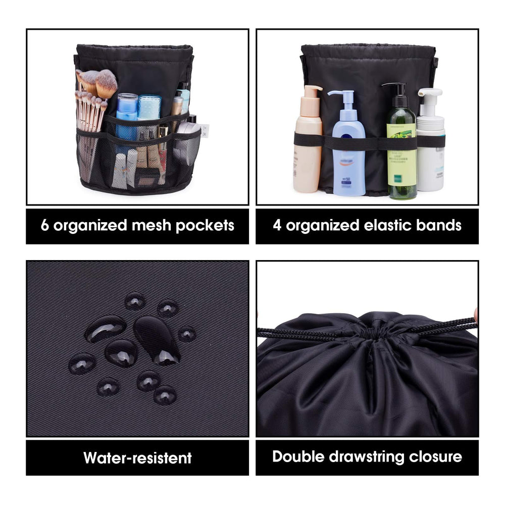 Narwey trousse maquillage cordon large noir doublure renforcee, protection des produits