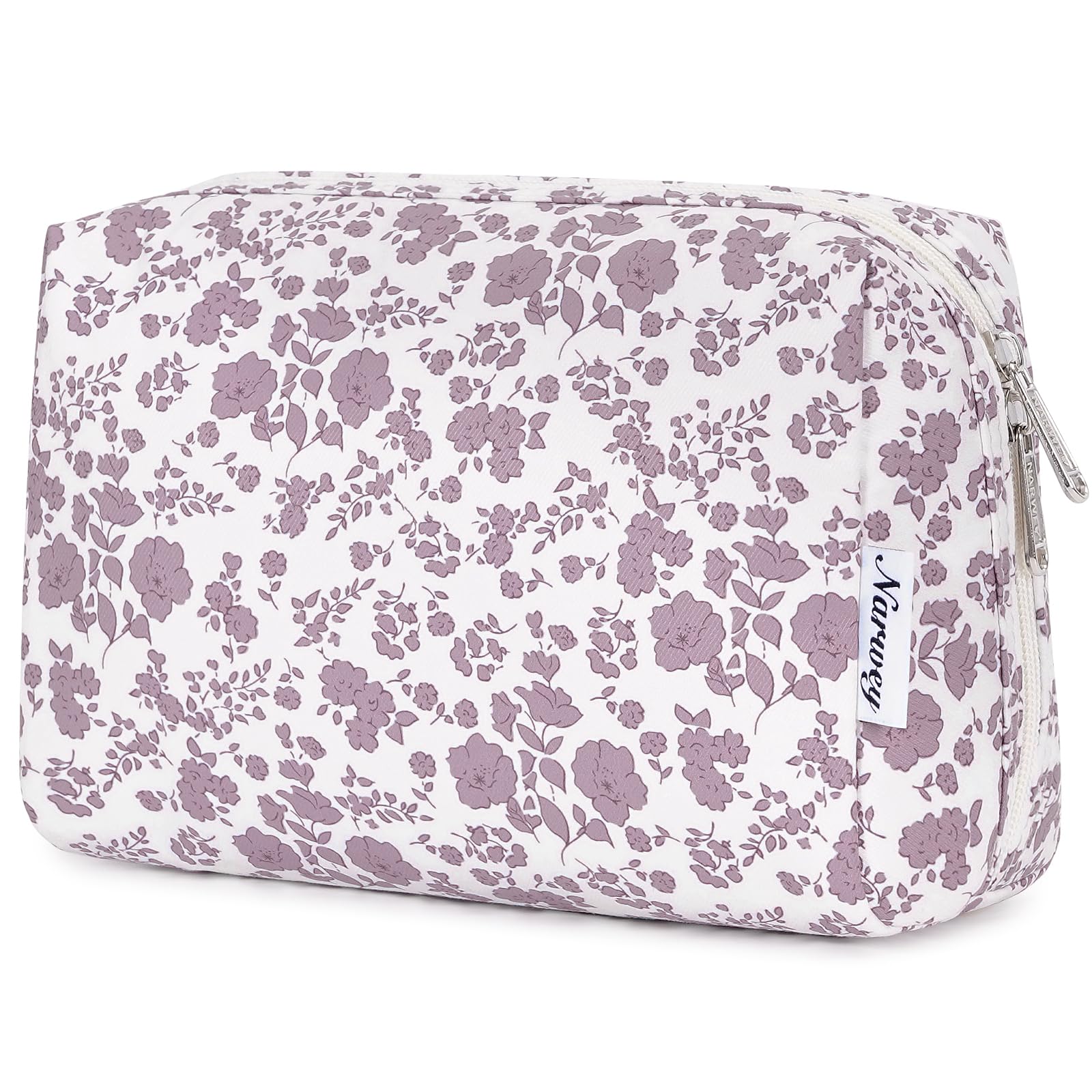 Trousse Narwey fleurie rose pâle pour un maquillage en déplacement