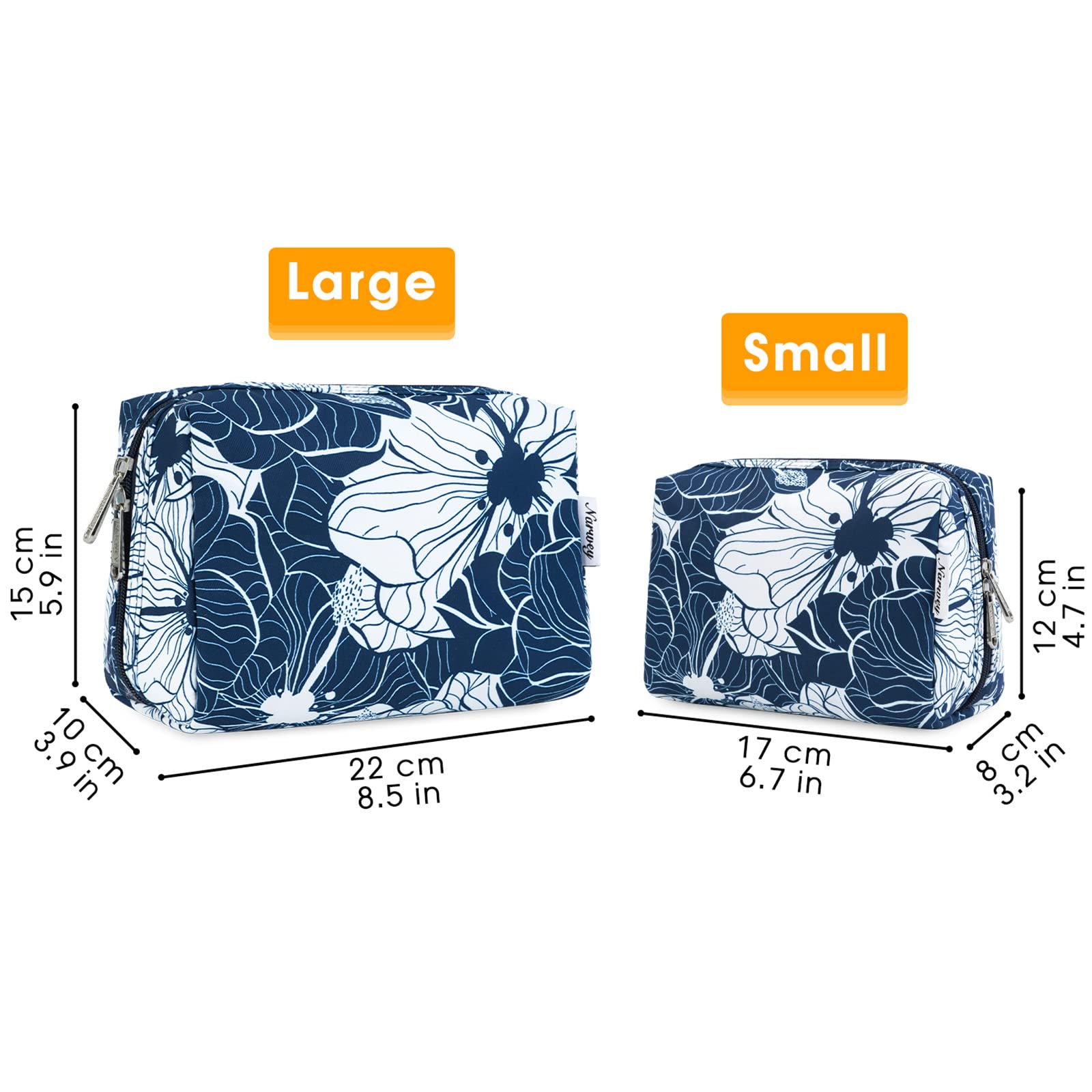 Narwey trousse-maquillage-lotus-bleu-resistance-eau: tissu durable protege contenu.