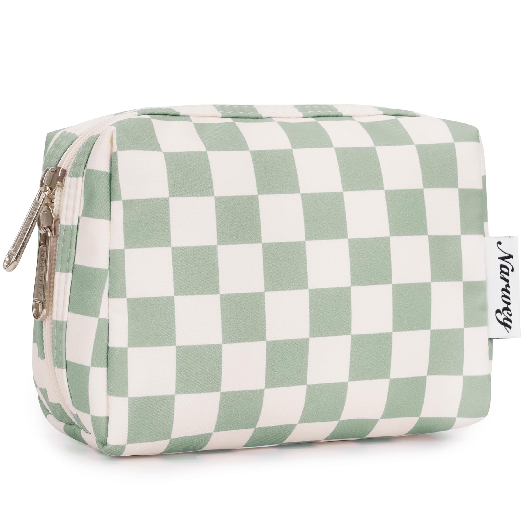 Narwey trousse-maquillage mini-carreaux menthe, rangement pratique dans votre sac.