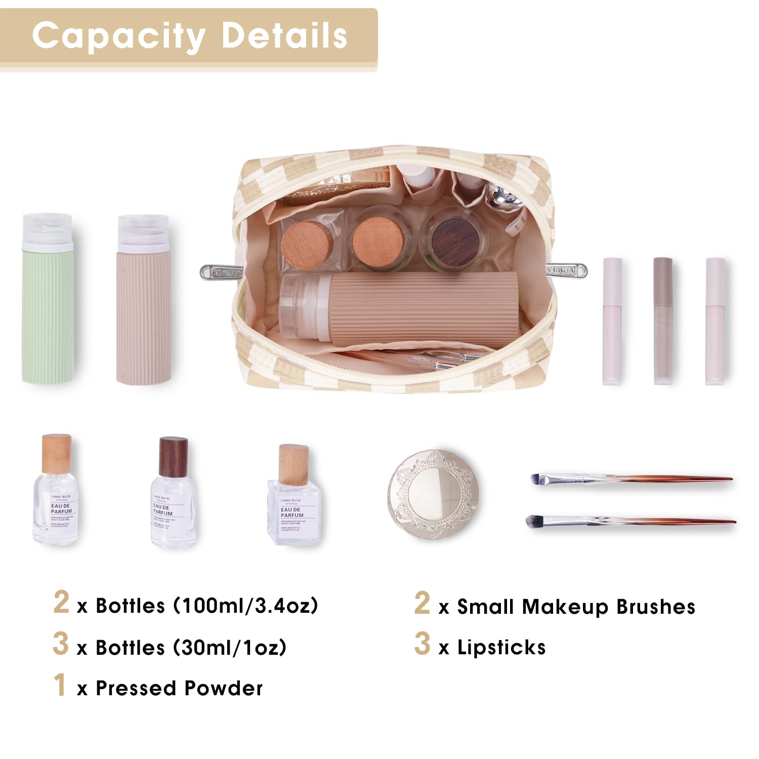 Narwey trousse maquillage poches interieures, organisation pratique.