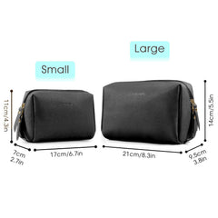 Narwey Trousse maquillage PU noir intérieur avec poches, organisation facile.