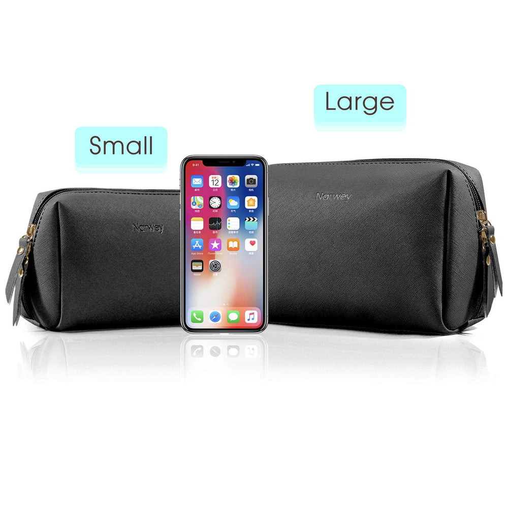 Narwey Trousse maquillage PU noir qualité durable pour usage quotidien.
