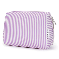 Narwey trousse maquillage rayures violet — vue avant pour rangement élégant et pratique.