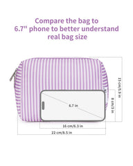 Narwey trousse maquillage rayures violet — utilisation polyvalente pour câbles et objets.