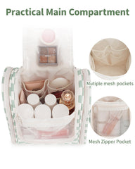 Narwey trousse à carreaux vert menthe 6 poches mesh pour l'organisation