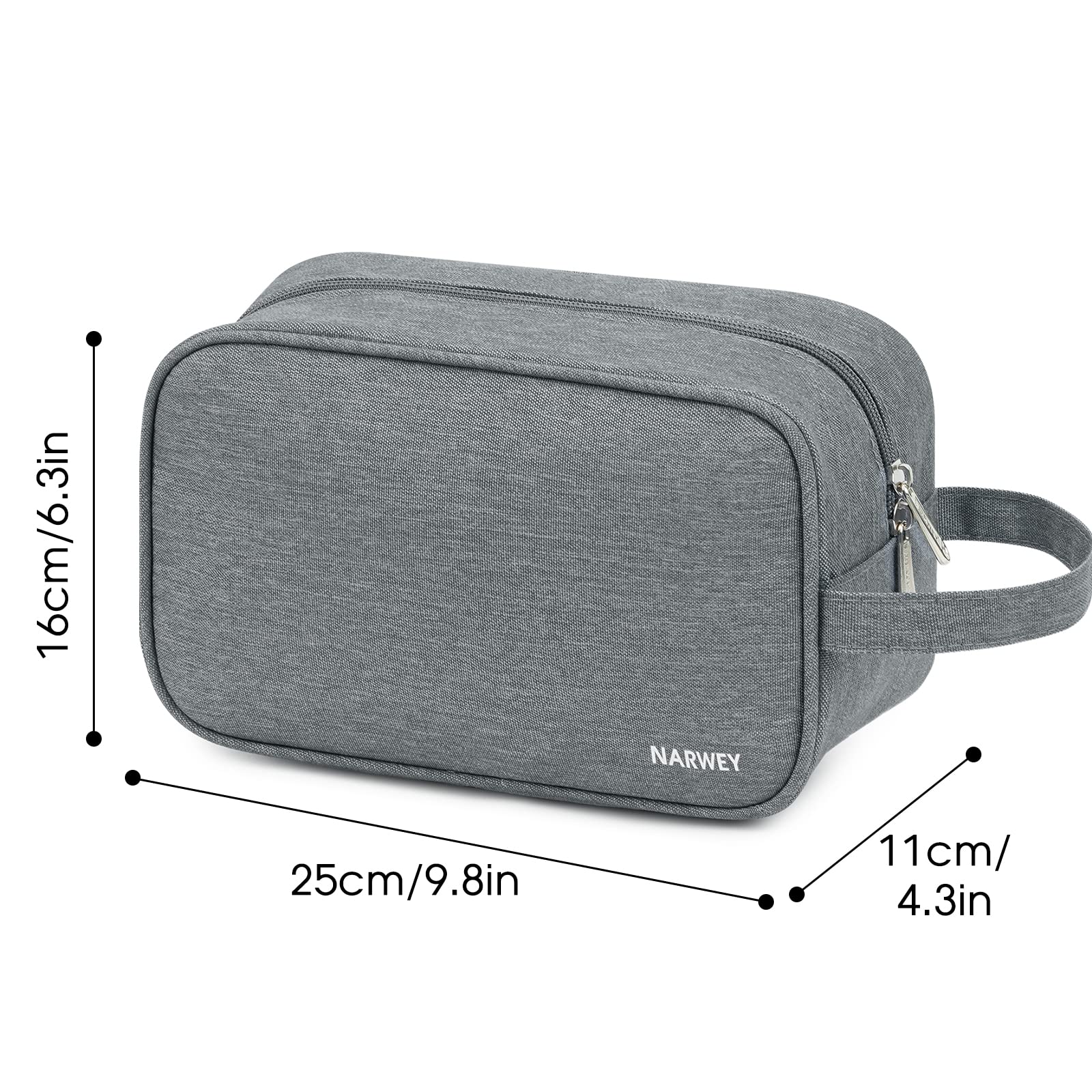 Narwey gris, parfaite en voyage comme trousse d'hygiène et sac de toilette.