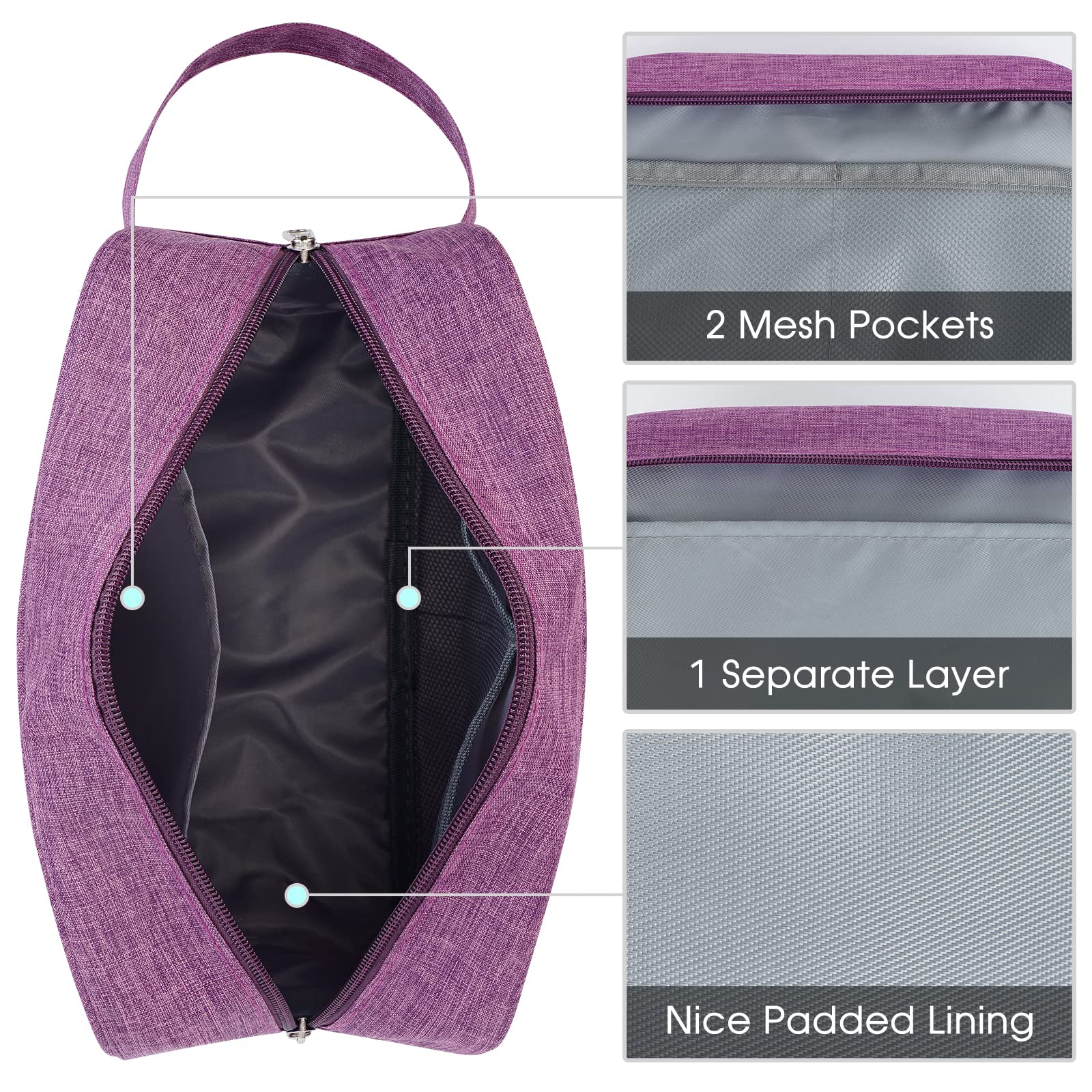 Narwey trousse toilette voyage violet foncé, design durable et coutures solides