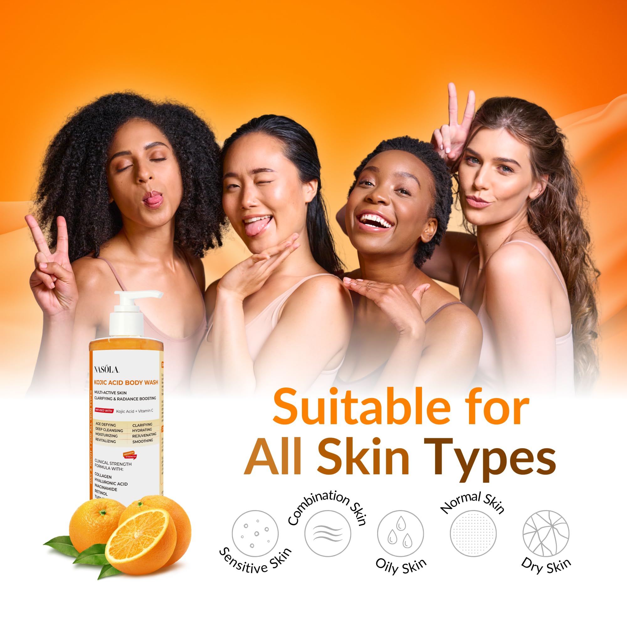 Nasola Kojic Acid Body Wash, hydratation grâce à l’acide hyaluronique.