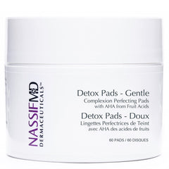 NassifMD Gentle Detox Pads, boîte 60, exfoliation douce pour peau sensible et lumineuse.