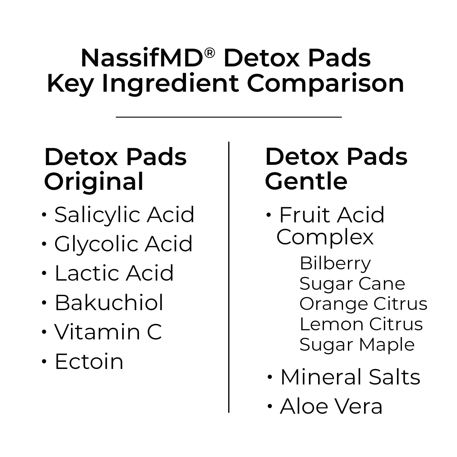 Tampons NassifMD avec texture douce et nettoyage en profondeur des pores.