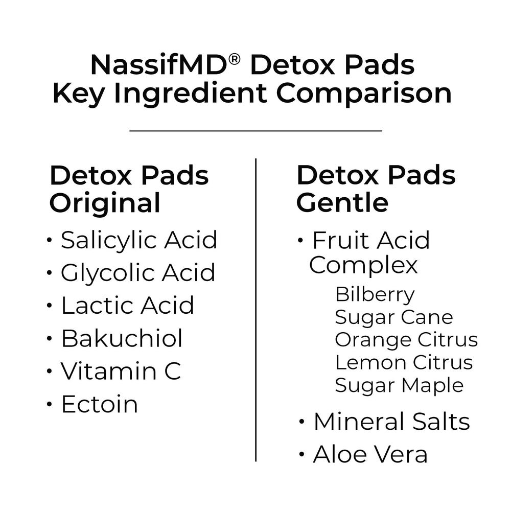 Tampons NassifMD avec texture douce et nettoyage en profondeur des pores.