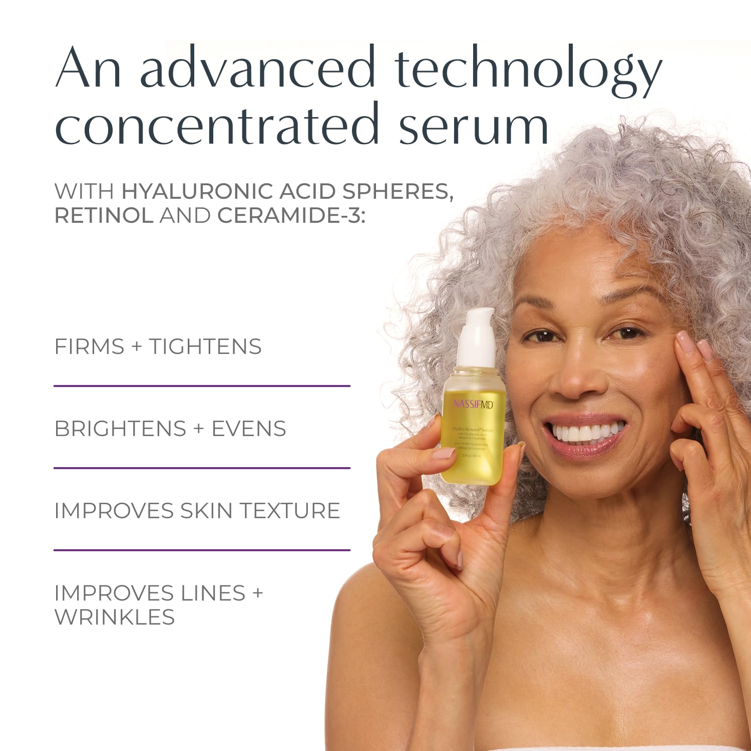NASSIFMD Hydro-Screen Sérum absorbe rapidement, base parfaite pour le maquillage.