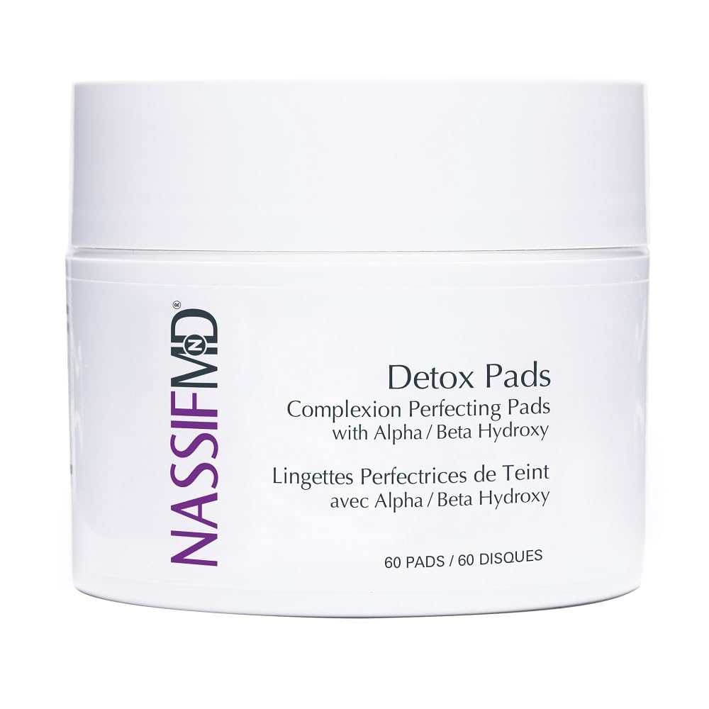 NassifMD lingettes exfoliantes détox, boîte pratique pour une peau nettoyée en profondeur.