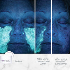 Texture en gros plan des pads montrant une peau plus lisse après usage.