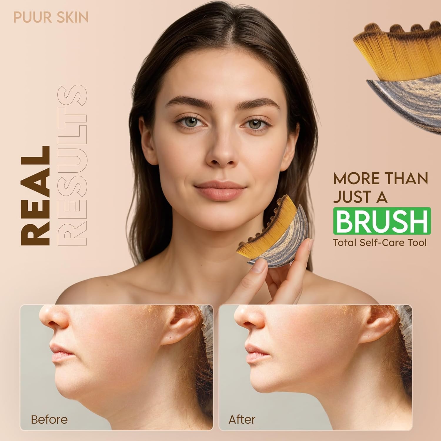 Brosse lymphatique visage Nasteck, poils doux adaptés peau sensible.