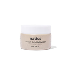 Natics Hydratant Quotidien Visage dans un bocal en verre, hydratation légère et durable.