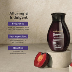 NATIVA SPA huile-corps prune-noire sur peau révèle douceur satinée.