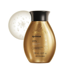 Nativa SPA O Boticário — bouteille d'huile quinoa, hydratation en profondeur.