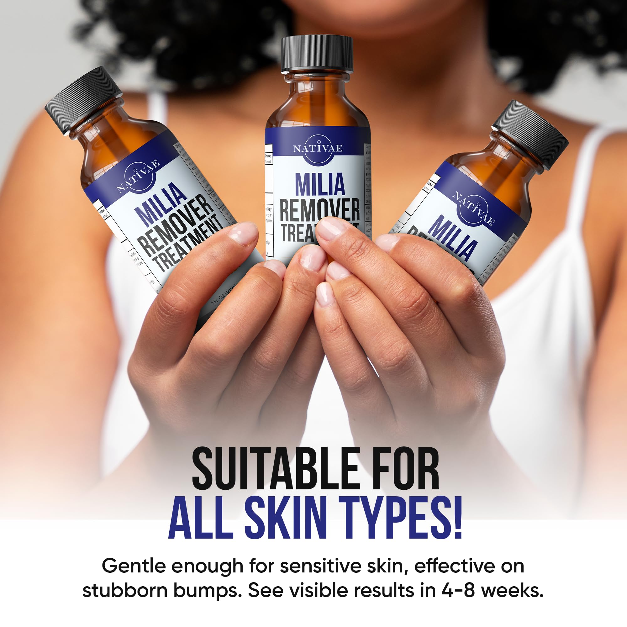 Nativae Milia Remover packaging close-up highlights safe formulation.