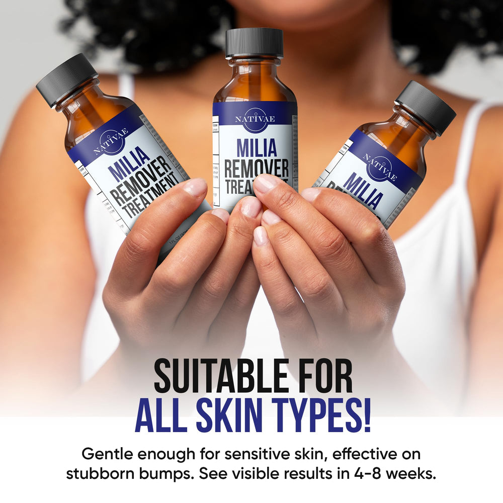 Nativae Milia Remover packaging close-up highlights safe formulation.